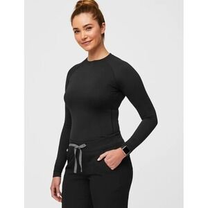 FIGS Salta Seamless Long Sleeve Underscrub Top Black XS RN CNA VET